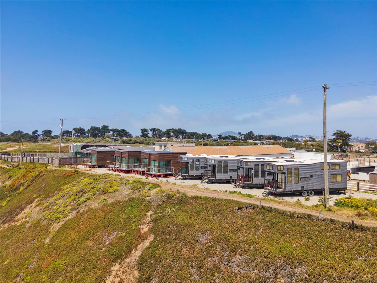 Ocean View Stables from above, in the hills of Daly City, California