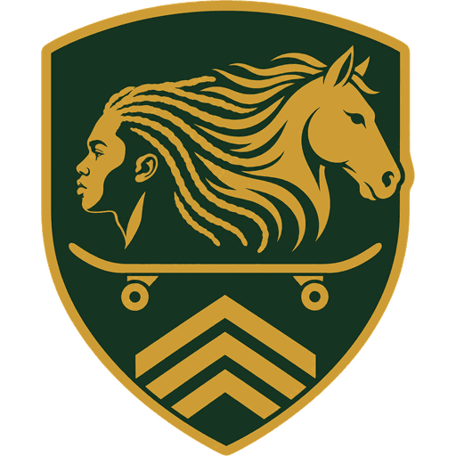 The Saved by the Saddle gold shield emblem